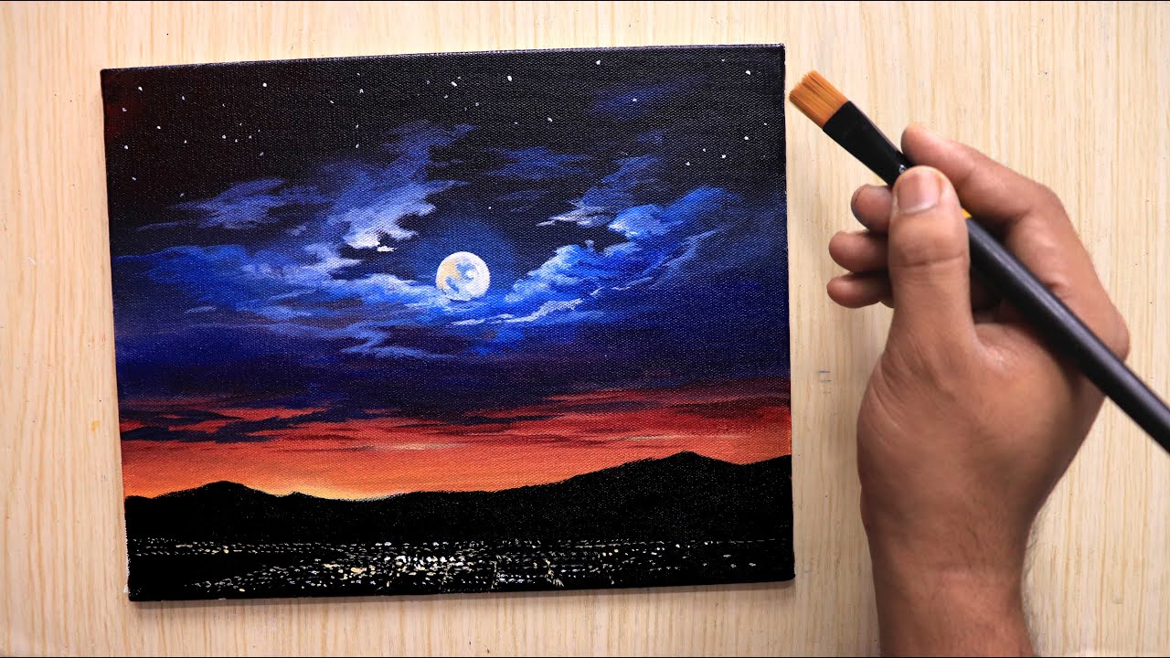 Acrylic Night Sky Painting Easy This Is A Real Time Acrylic Painting