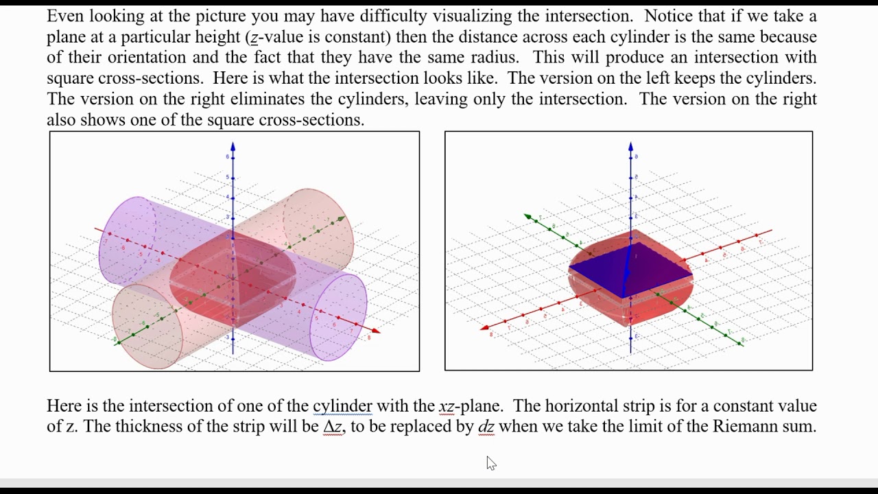 Calculus 9 6 Volume Of The Intersection Of Two Cylinders Youtube