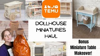 TEMU Dollhouse Miniatures Haul | Mini French Country Table Makeover | 1:12 Food, Furniture & More!