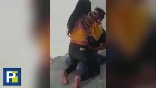 Una mujer apuñala a su pareja y segundos después le pide perdón entre besos y abrazos