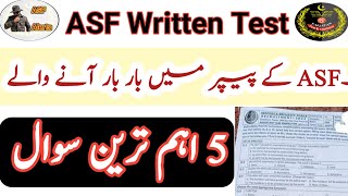asf written test preparation/ 5 most important questions for written test of corporal and asi #new