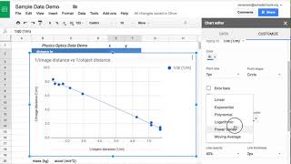 Physics Google Sheets Graphing Demo