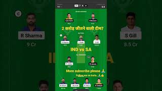 IND vs SA Dream11 team prediction,ind vs sa Dream11 prediction ,#shorts ,#viral ,#youtubeshorts