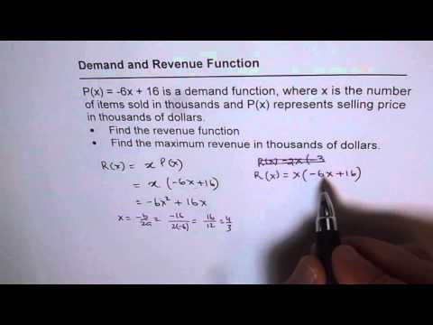 Demand and Revenue Function Demand and Revenue Function