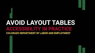 Avoid Layout Tables