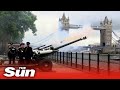 21 Gun Salute rings out for the proclamation of King Charles near the Tower of London