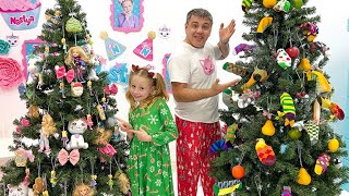 Nastya and dad are participating in the competition for the best Christmas tree