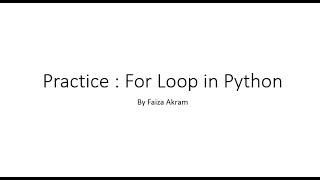 Week 5: Practice | For Loop in Python