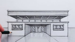 How to Draw a Simple Building using One-Point Perspective for Beginners