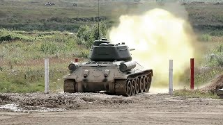 Legendary T-34 Tank In Action During Live Fire