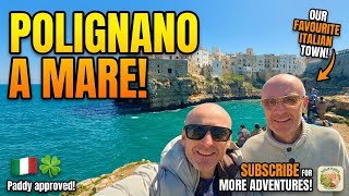 We visit one of our favorite towns Polignano a Mare, Dave vs Storm Dave from Dublin to Brindisi