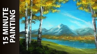 Painting Birch Trees and Mountains with Acrylics in Under 15 Minutes!