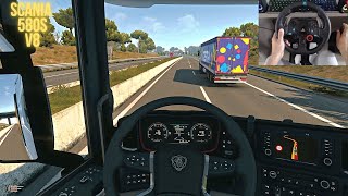 Scania V8 580S - Euro Truck Simulator 2 | Logitech g29 (Steering Wheel + Shifter)