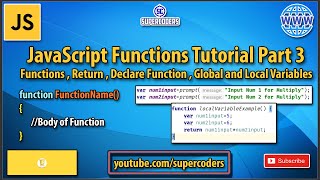 JavaScript Function Tutorial Part 3 | Functions | Global Variable vs Local Variable