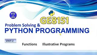GE3151 - PYTHON PROGRAMMING - UNIT2 - PART 3