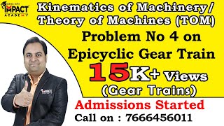 Problem No 4 on Epicyclic Gear Train | Gear Trains | Kinematics of Machinery/ Theory of Machines |