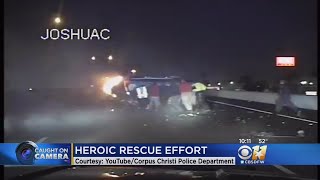 Police Dash Cam Captures Daring Fiery Rescue