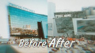 Crocus City Hall before the terrorist attack on March 22, 2024 and after