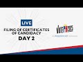 LIVE: Filing of certificates of candidacy for 2025 elections - Oct 2 | VotePH