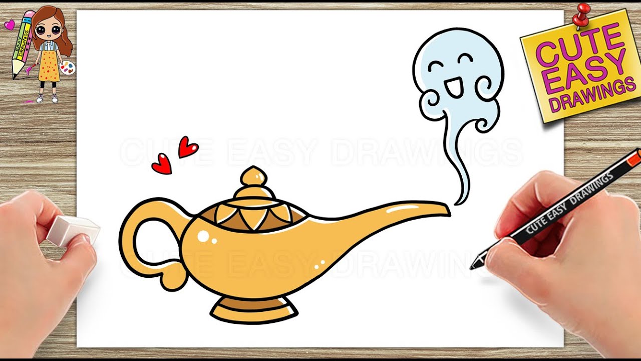 How To Draw Aladdin Lamp Easy | How To Draw A Genie Lamp Step By Step ...