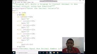 Write a Program to Convert Decimal to HexDecimal without using hex function