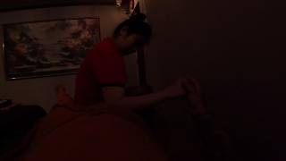 While flirting with the Asian masseuse, I couldn't resist... and ended up falling.