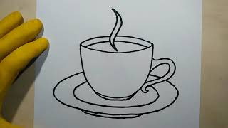 How to Draw a Cup and Saucer ☕ Still Life (Very Easy) Artwork Drawing Plate Step By Tea Coffee