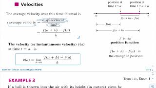 Math 101, section 2.7 (Derivatives and Rates of Change)