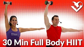 30 Minute Full Body HIIT Workout at Home with Weights - 30 Min Dumbbell HIIT Workouts for Fat Loss