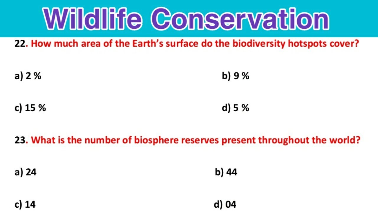 Biodiversity Conservation MCQ || Most Important Questions || Wildlife ...