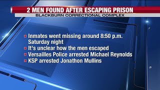 Kentucky correctional inmates located after escaping Saturday