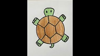 How to draw TURTLE  (Tortoise) / kids Drawing / 1 minute video #shorts