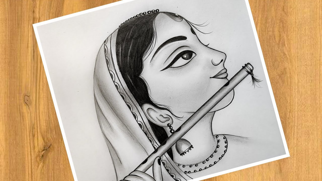 How To Draw Radha Step By Step Pencil Drawing One Pencil Drawing 2b ...