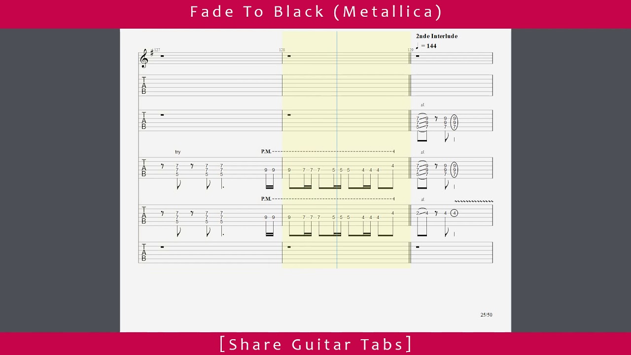 [Share Guitar Tabs] Fade To Black (Metallica) HD 1080p - YouTube