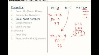 Math 110 - 7C Subtraction Mental Math