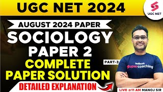 UGC NET Sociology Question Paper 2024 | UGC NET Sociology Paper 2 By Manoj Sir