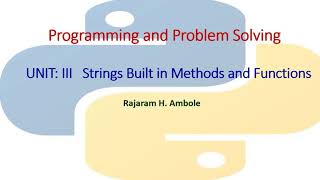 String Built in Methods / Functions 03