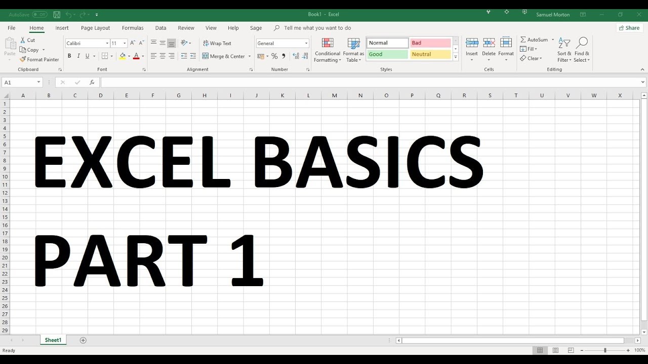 Excel Basics Free Tutorial Part 1 Youtube