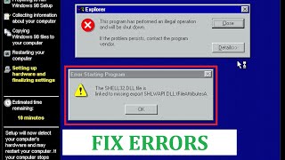 Fix Shell32.dll error when setting up Windows 98 in VirtualBox