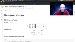 Python Video 06g: Linear Algebra with Numpy - Part3: Special matrix operations