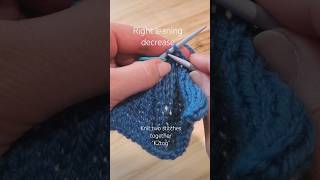 "K2tog" - Right leaning decrease - knitting tutorial #knitting #howto #diy #decrease