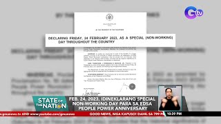 Feb. 24, 2023, idineklarang special non-working day para sa EDSA People Power Anniversary | SONA