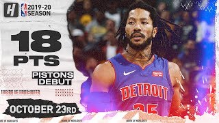 Derrick Rose Official Pistons Debut Full Highlights vs Pacers (2019.10.23) - 18 Points!