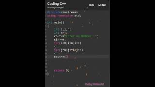 C++ programming basic tutorial ll Best pattern 💯💖ll 💯#short #coding #youtubeshorts #language