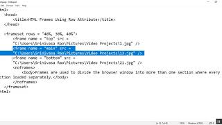 HTML frames with Row Attribute or horizontal frames