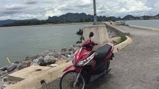 The pier in cha am thailand fishing village - shrimp boats - squid and crab