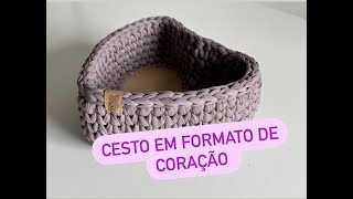 Cesto em formato de Coração com fio de malha e MDF!