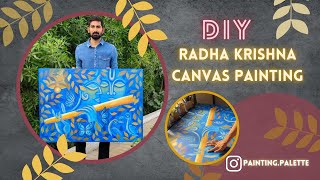 Learn Radha Krishna Canvas Painting (3x4 ft) by Karan Nandaniya