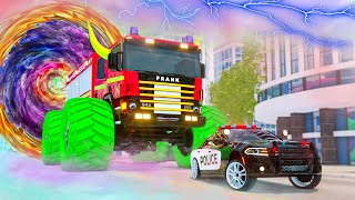 Giant Monster Fire Truck VS Police Cars | Wheel City Heroes (WCH) Police Truck Cartoon