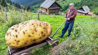 Hard Life in a Mountain Village Far From Civilization. A Son Helps His 85-Year-old Lonely Mother.